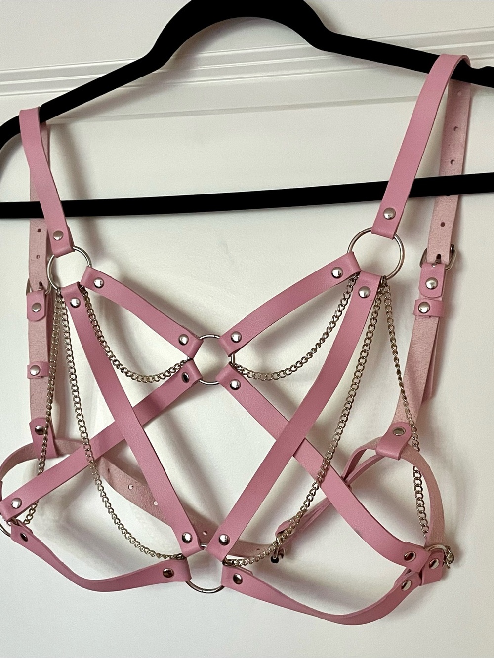 Dolls Kill Pink Faux Leather Harness